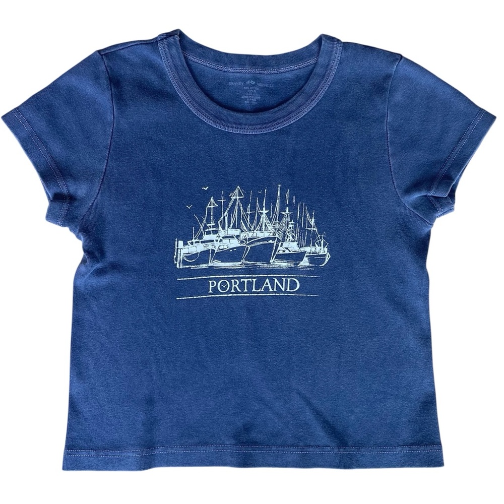 💖 5 for $25 💖 Brandy Melville Blue Gray Graphic Cotton Top– One Size (Fits XS/S) - Picture 2 of 7